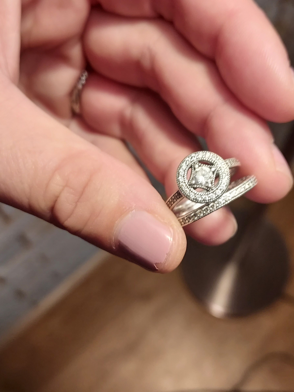 Pandora Art Deco Sterling Wedding Set